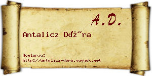 Antalicz Dóra névjegykártya